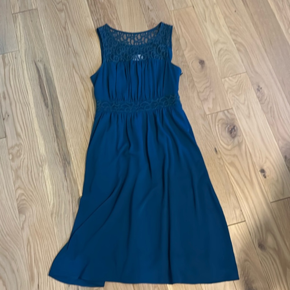 Blue, semi formal dress, lace detail, size 2